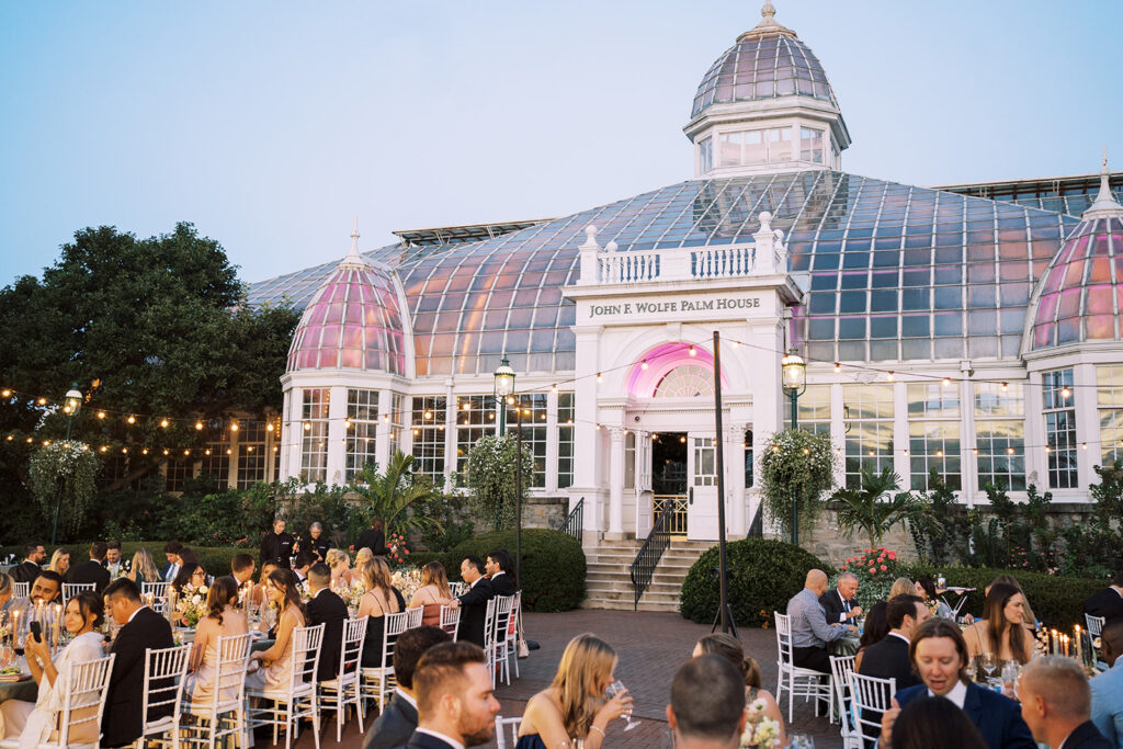 Franklin Park Conservatory at night wedding reception